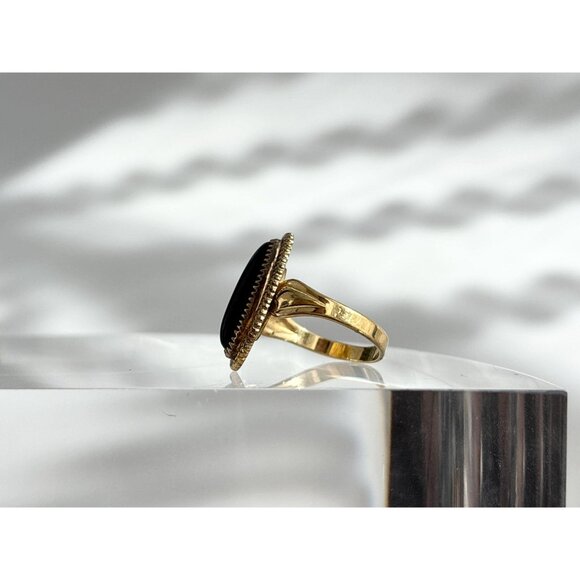 Tiger's Eye Oval Vermeil Overlay 925 Sterling Silver Vintage Ring - sz 6.75 - Picture 5 of 12